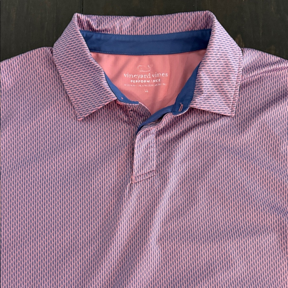 Vineyard Vines Men's Pink and Blue Polo Shirt